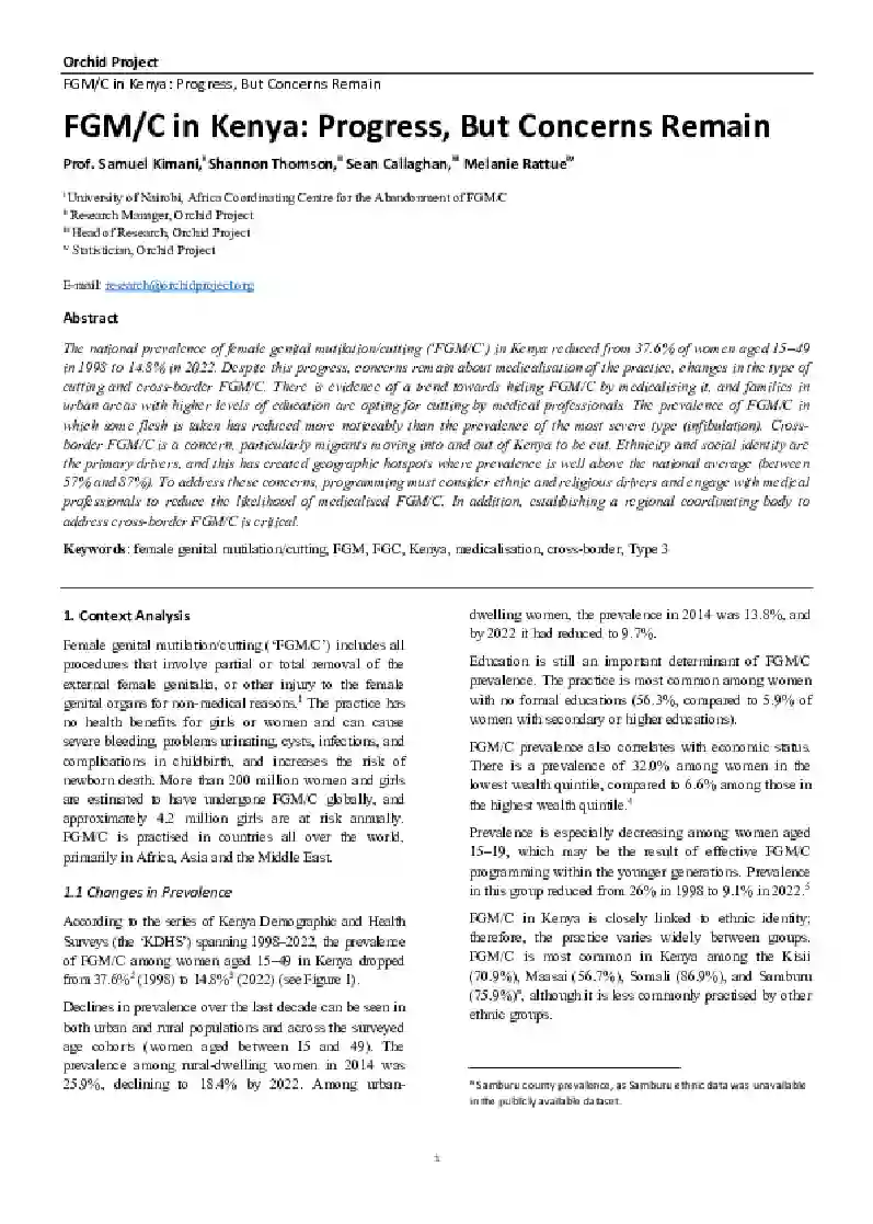 FGM/C in Kenya: Progress, But Concerns Remain